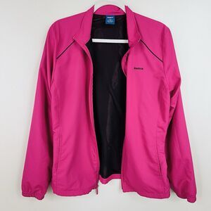 Reebok Hot Pink Lightweight Thin Zip Up Jacket Athleisure Windbreaker Size Large